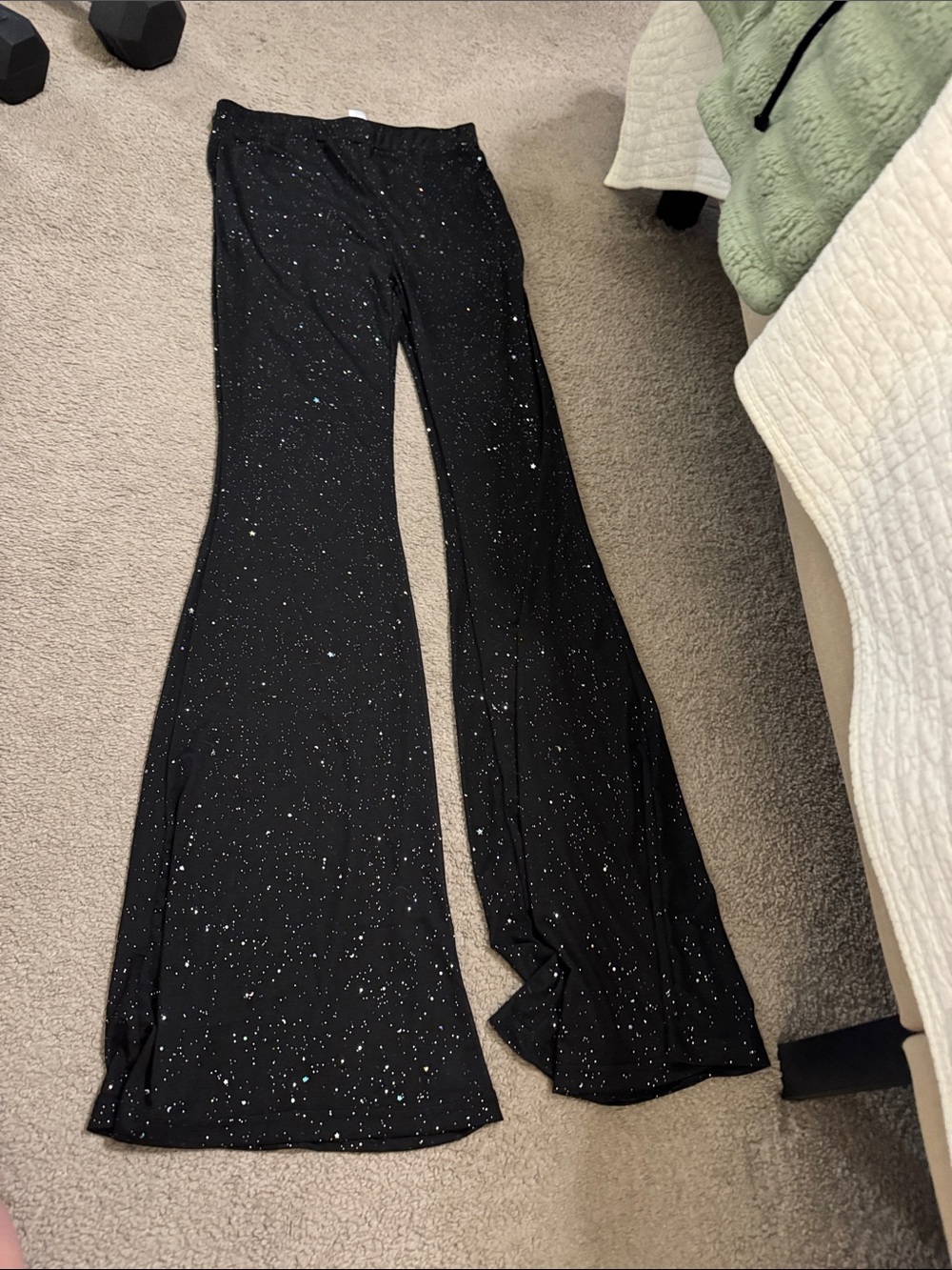iHeartRaves Black Glitter Leggings with Unicorn Tag